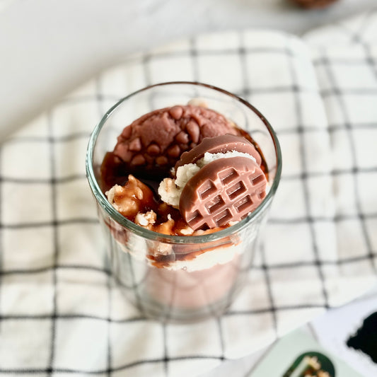 Coffee & Vanilla Topped with Cookie and waffle Dessert Decorative soy scented Candle