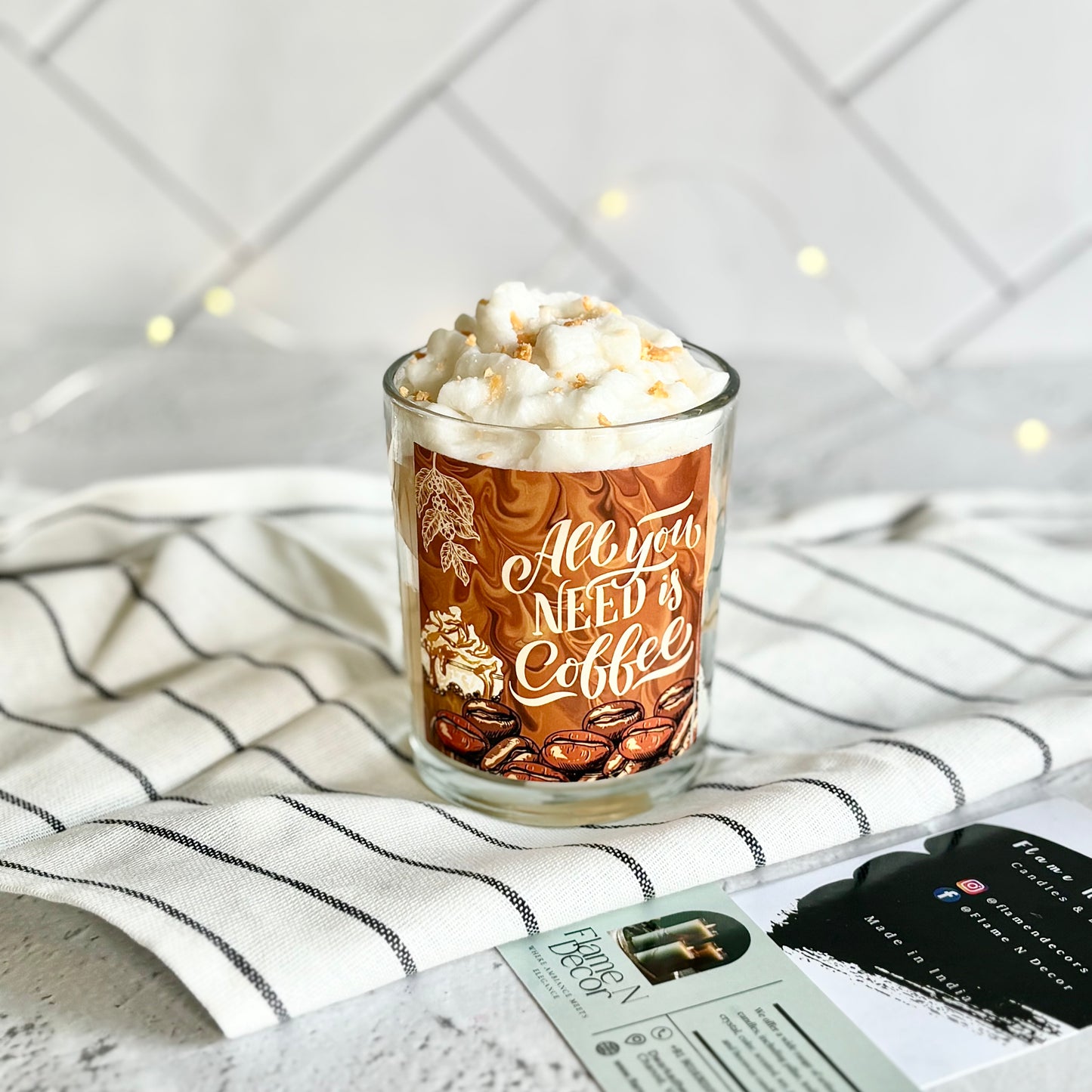 All You Need is Coffee | Cinnamon Vanilla Ice Latte Soy Scented Candle | Dessert Candle