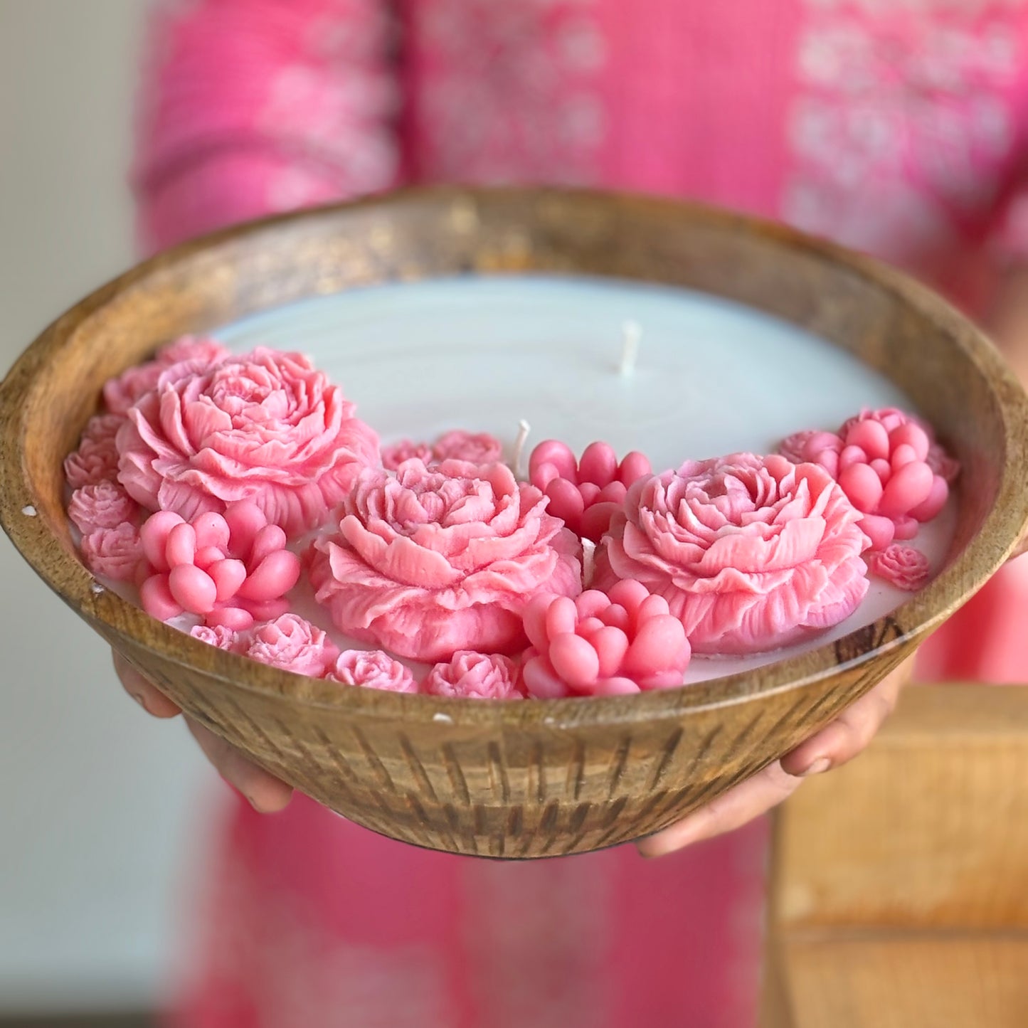 Jumbo Size Pink Peony Soy Scented Candle | 2.5 Kg wax | Festive