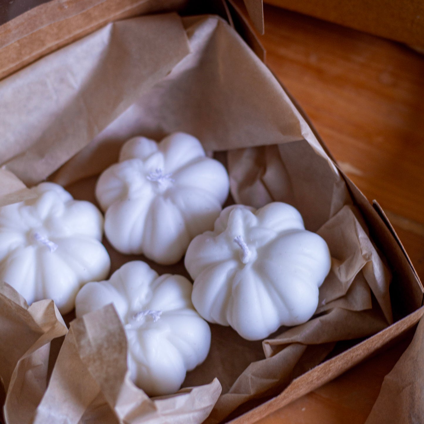 White mini Pumpkins Soy Candle | Pack of 3