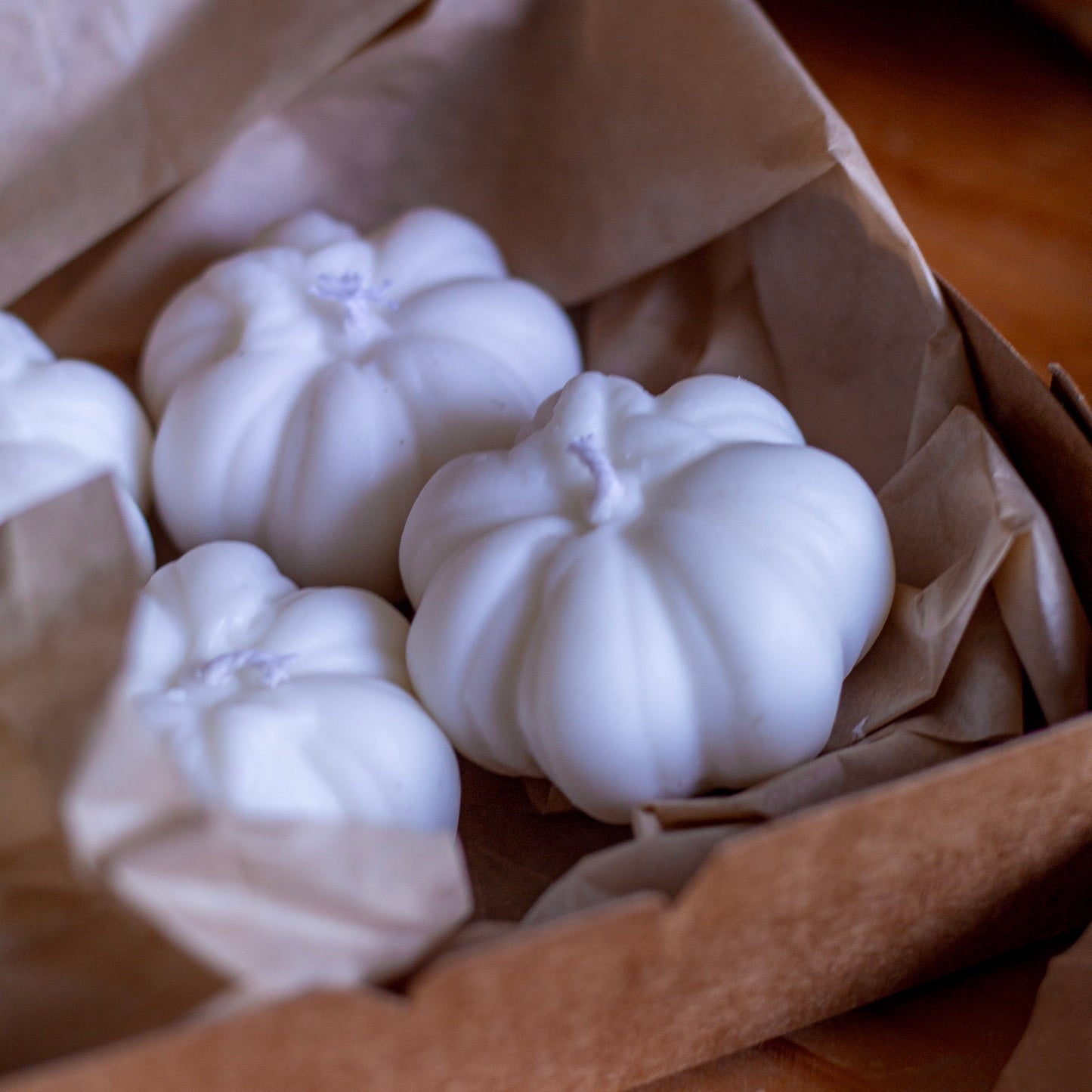 White mini Pumpkins Soy Candle | Pack of 3