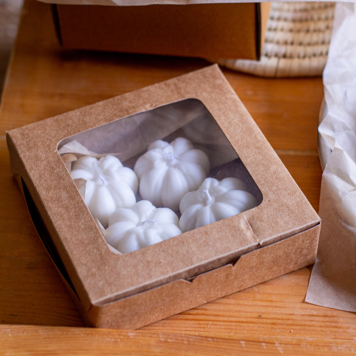 White mini Pumpkins Soy Candle | Pack of 3