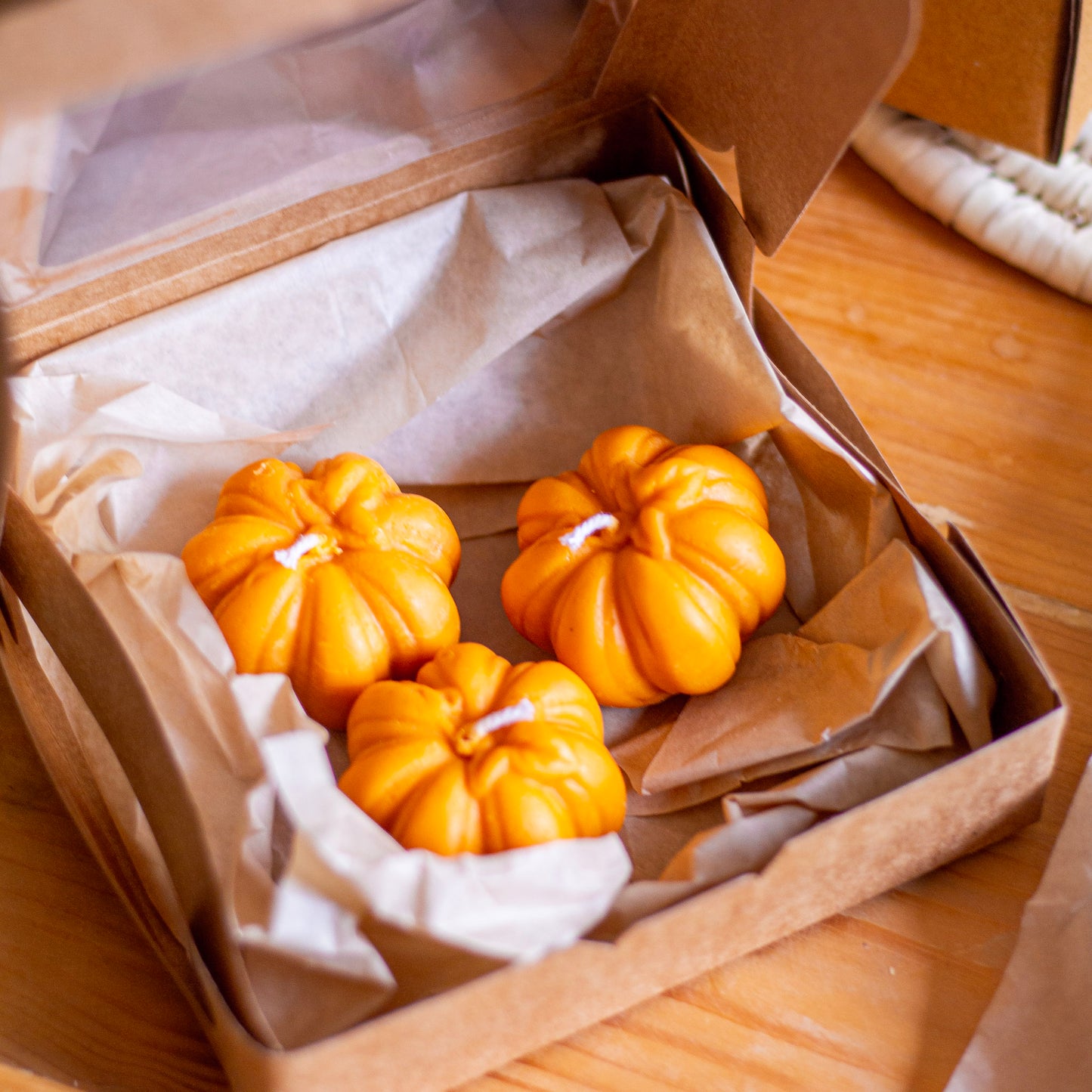 Orange mini Pumpkins Soy Candle | Pack of 3