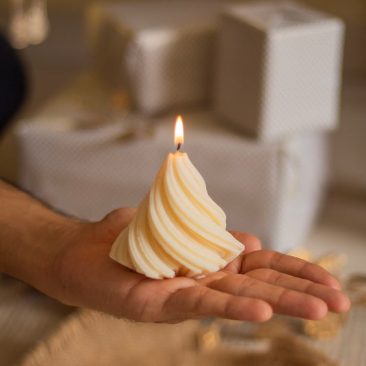 White Swirl Tree Decorative Candle set of 2