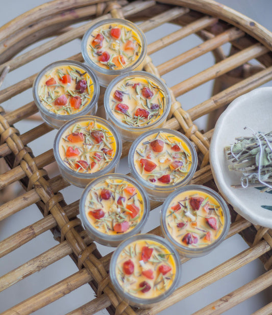Rosemary + Orange Carnelian + Orange Colour Scented Tealight Candle - Set of 8