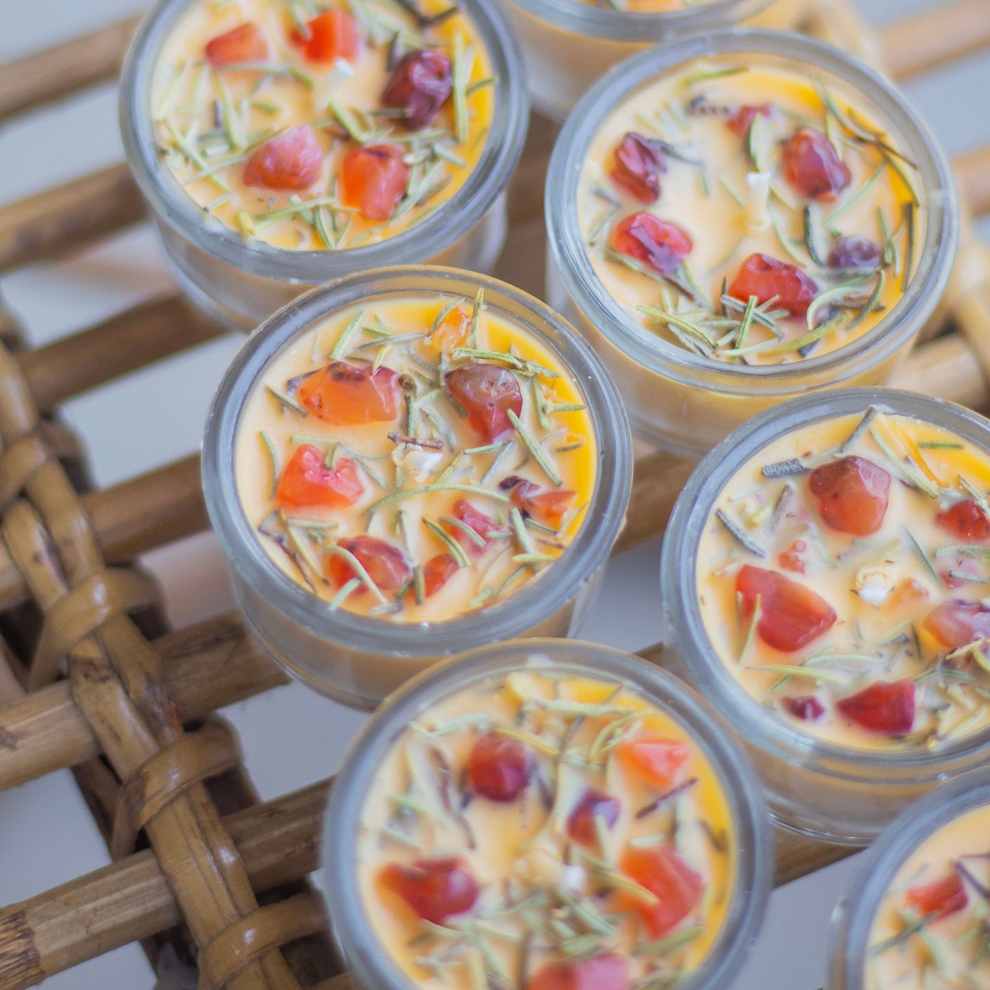 Rosemary + Orange Carnelian + Orange Colour Scented Tealight Candle - Set of 8
