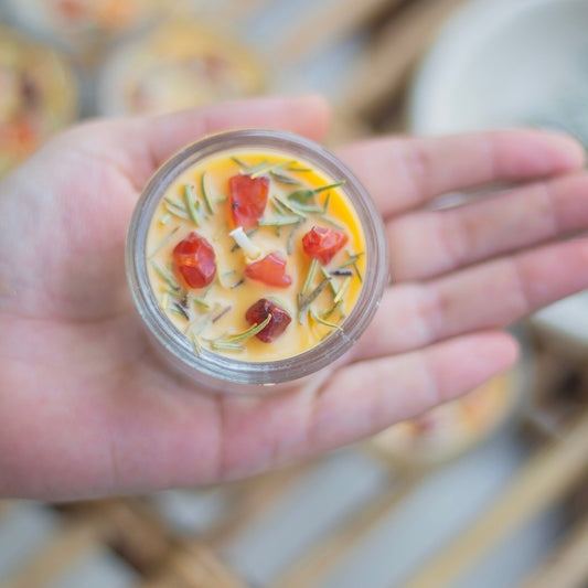 Rosemary + Orange Carnelian + Orange Colour Scented Tealight Candle - Set of 8