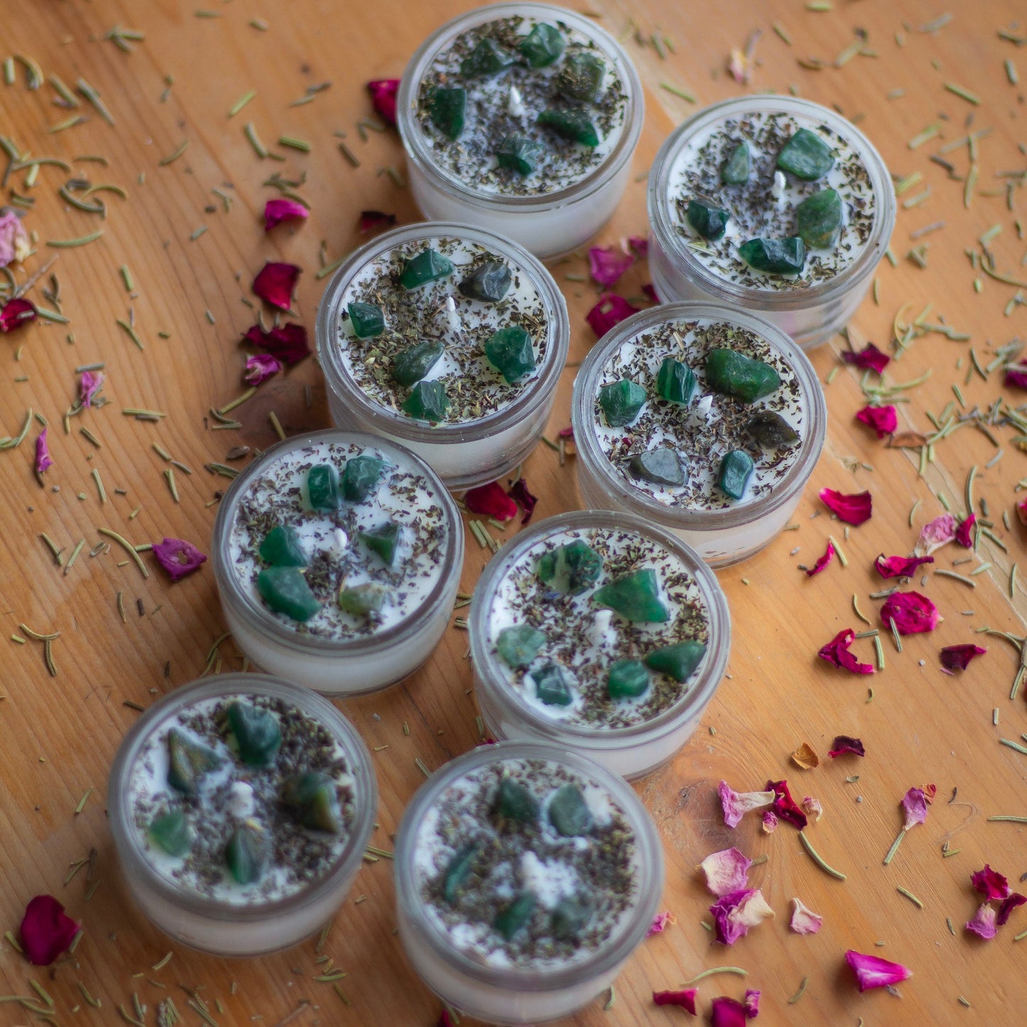 Jade + Peppermint Soy wax Tealight Candle | Set of 8 glass Container