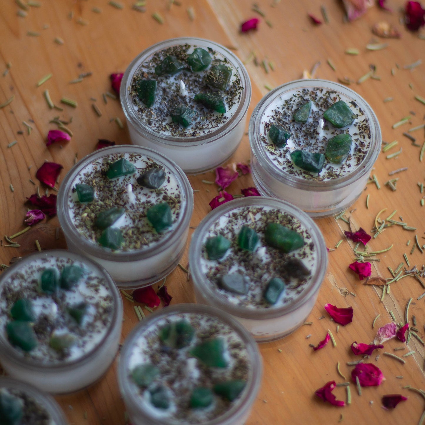 Jade + Peppermint Soy wax Tealight Candle | Set of 8 glass Container