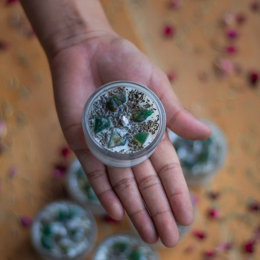 Jade + Peppermint Soy wax Tealight Candle | Set of 8 glass Container