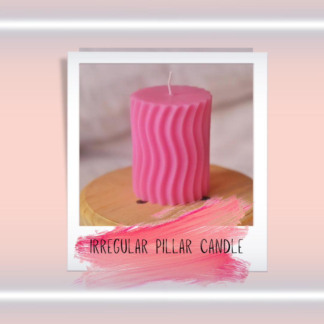 Pink Irregular Pillar Soy Candle | Pack of 3
