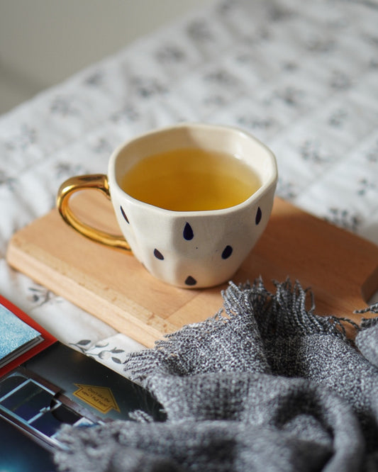 Handmade Teardrop Print Mug with Real Gold