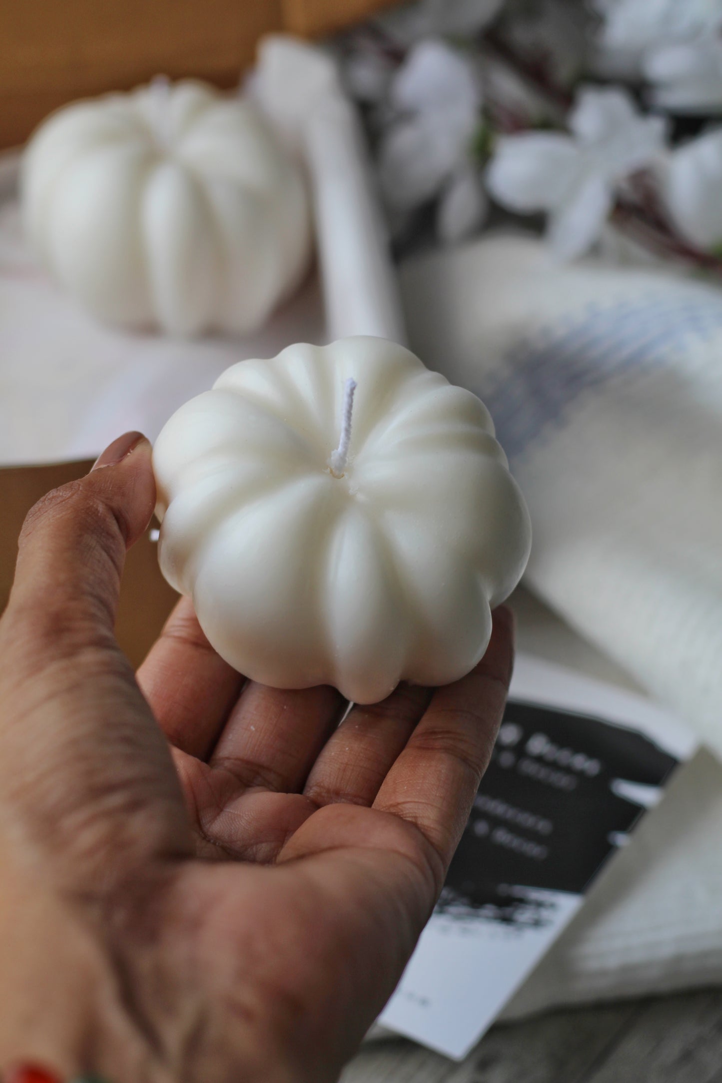White Pumpkin shape Decorative Candle | Pack of 3