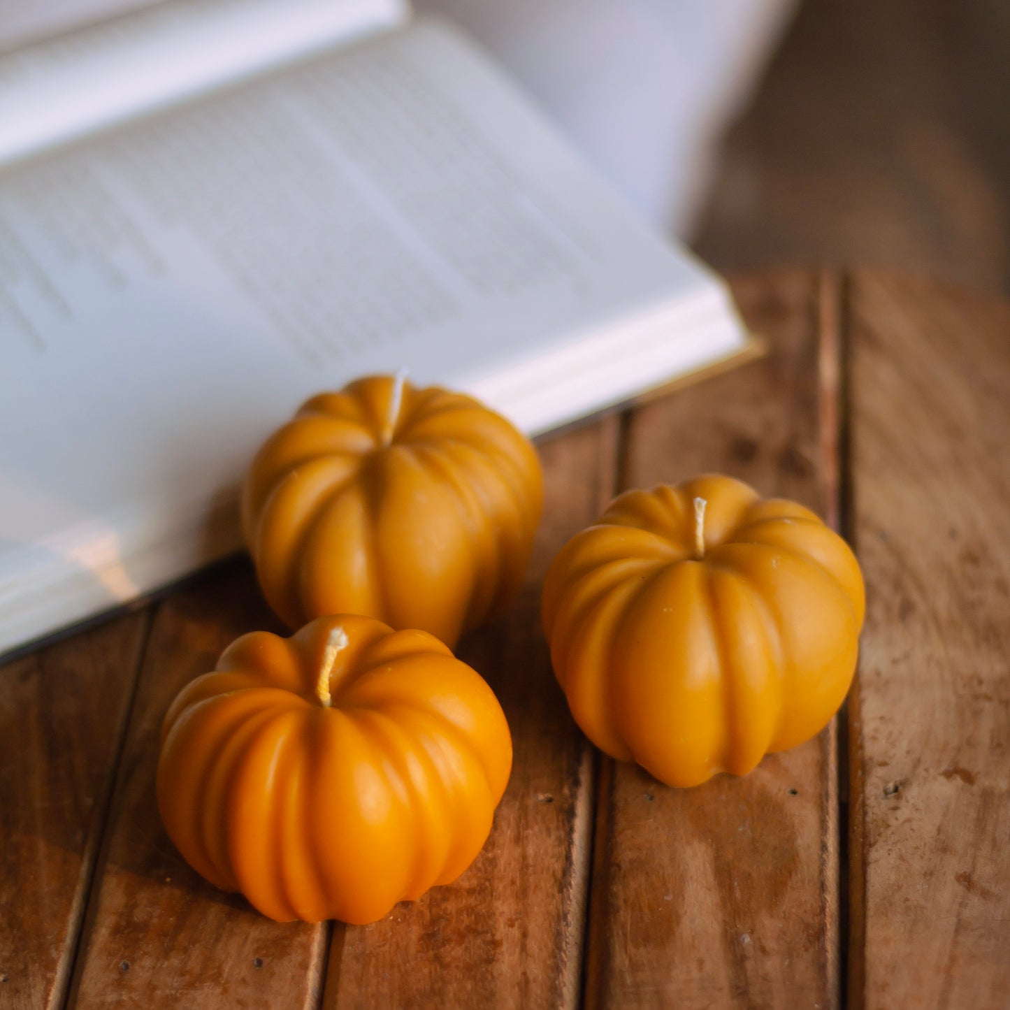 Orange Pumpkin Shape Decorative Candle Set of 3