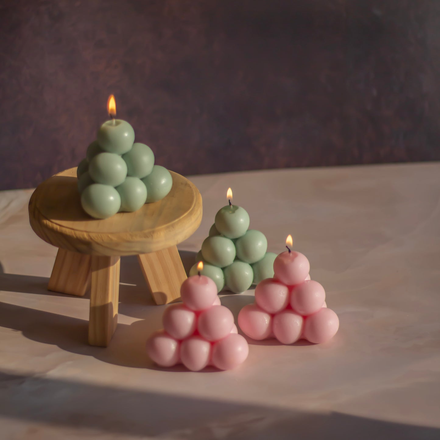 Green & Pink Bubble Pyramid | Set of 4