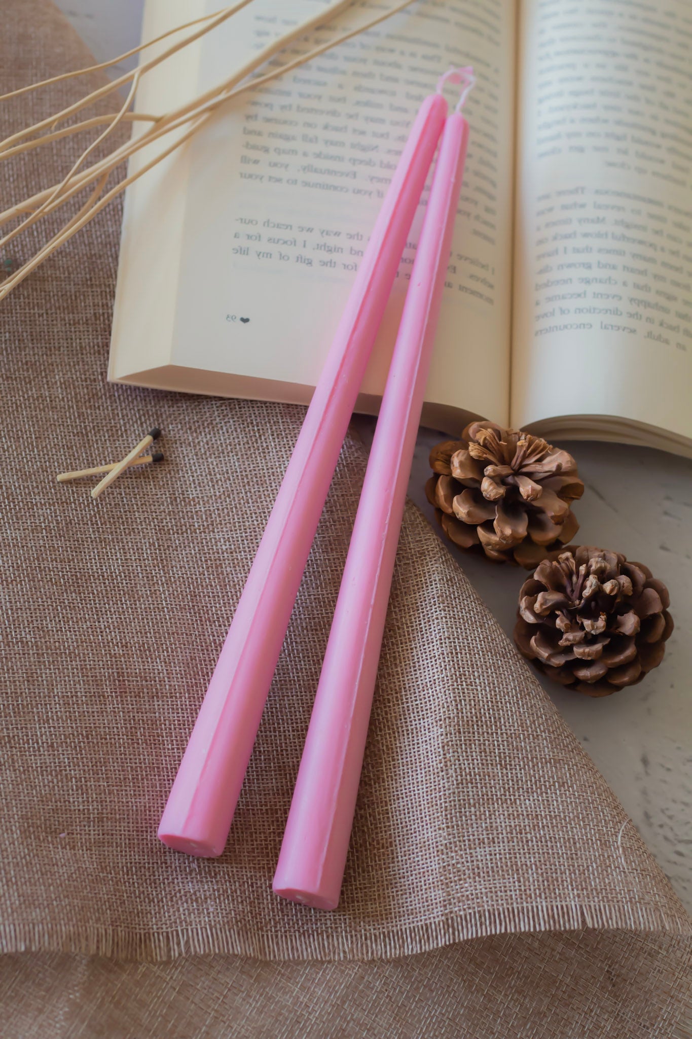 Pink Extra Long Brown Taper Soy Candle | Pack of 4 Candles