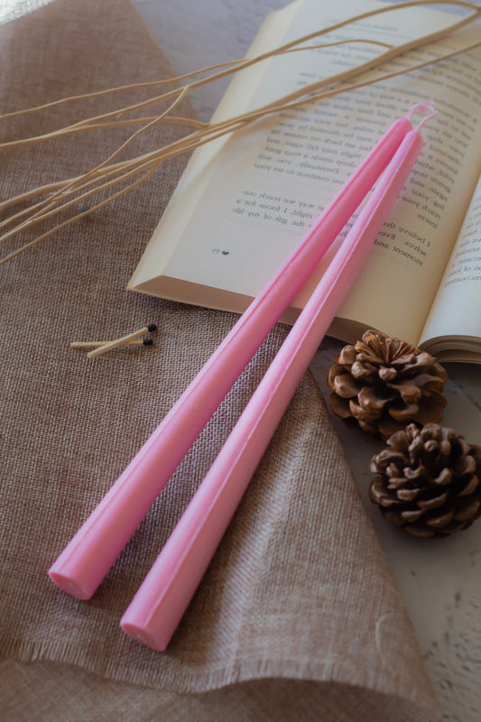 Pink Extra Long Brown Taper Soy Candle | Pack of 4 Candles