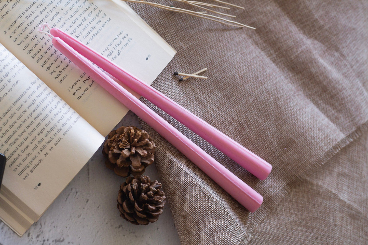 Pink Extra Long Brown Taper Soy Candle | Pack of 4 Candles