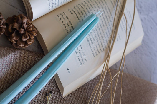 Blue Extra Long Brown Taper Soy Candle | Pack of 4 Candles