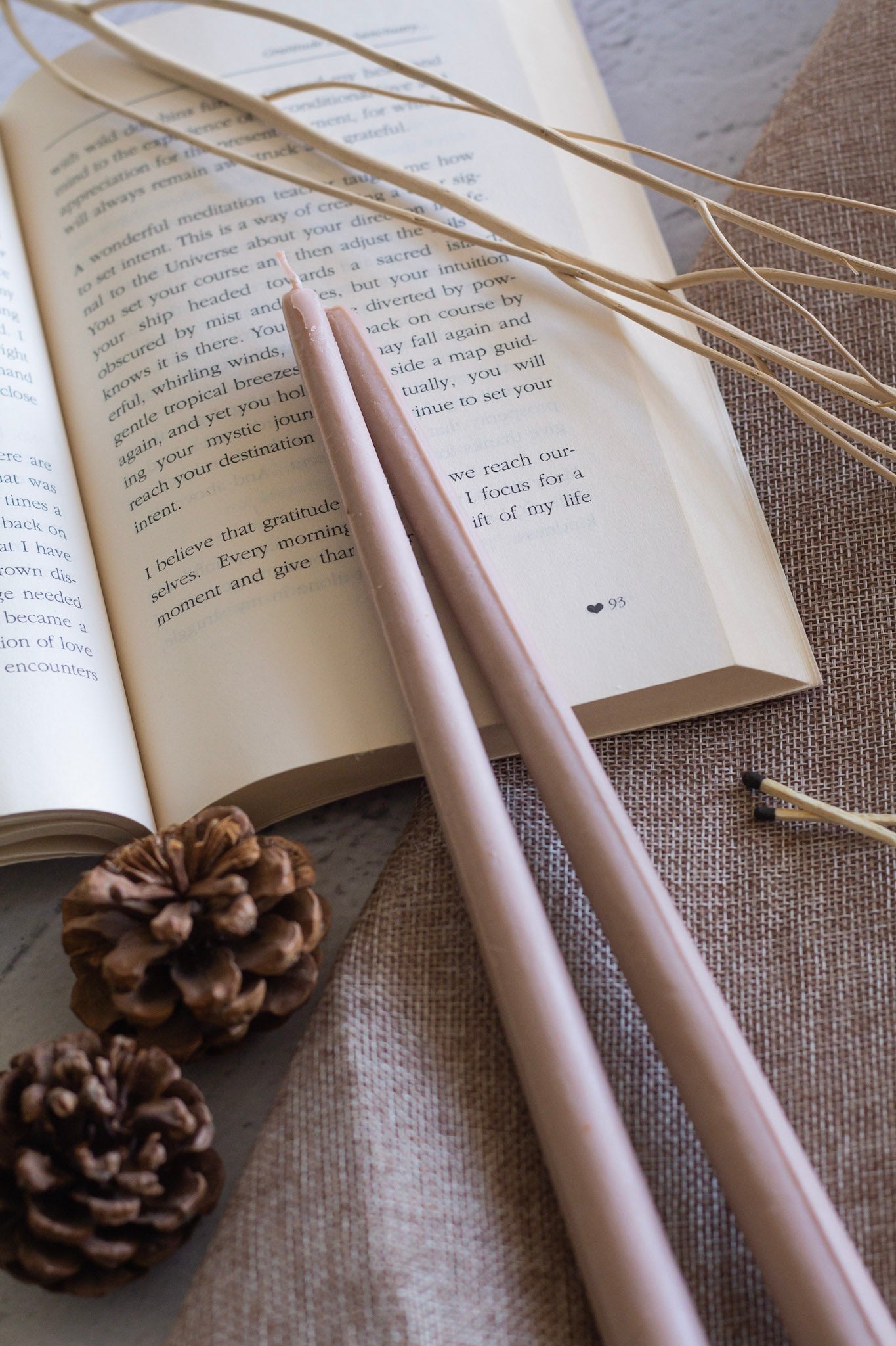 Beige Extra Long Brown Taper Soy Candle | Pack of 4 Candles