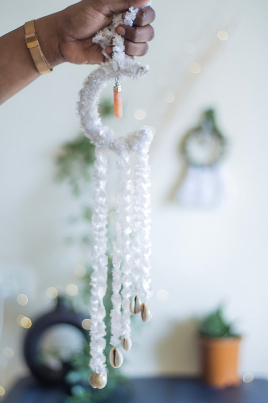 Crescent Moon Wall Hanging with Sunstone Crystal