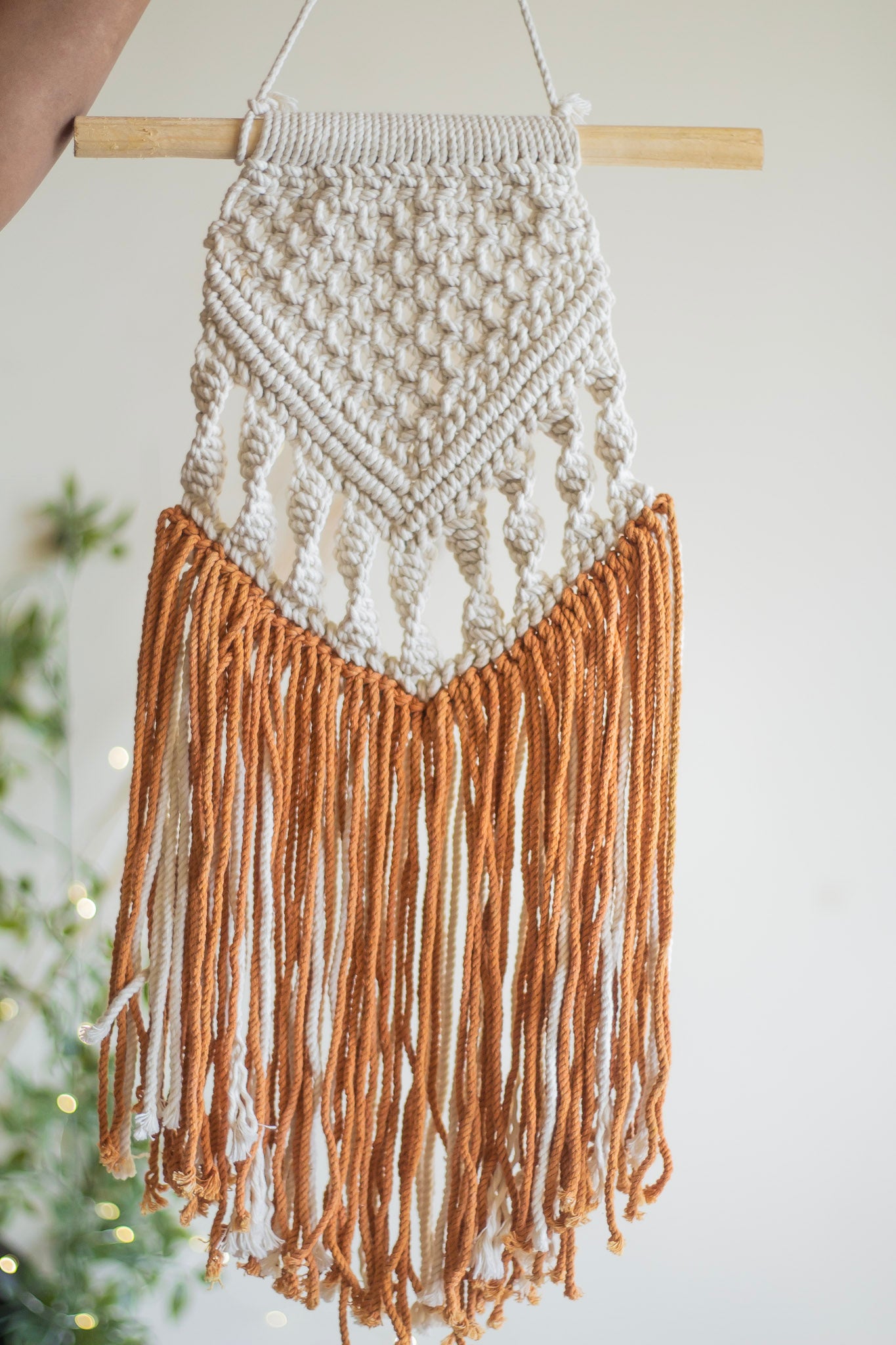 Creame & Burnt Orange Macrame Wall Hanging