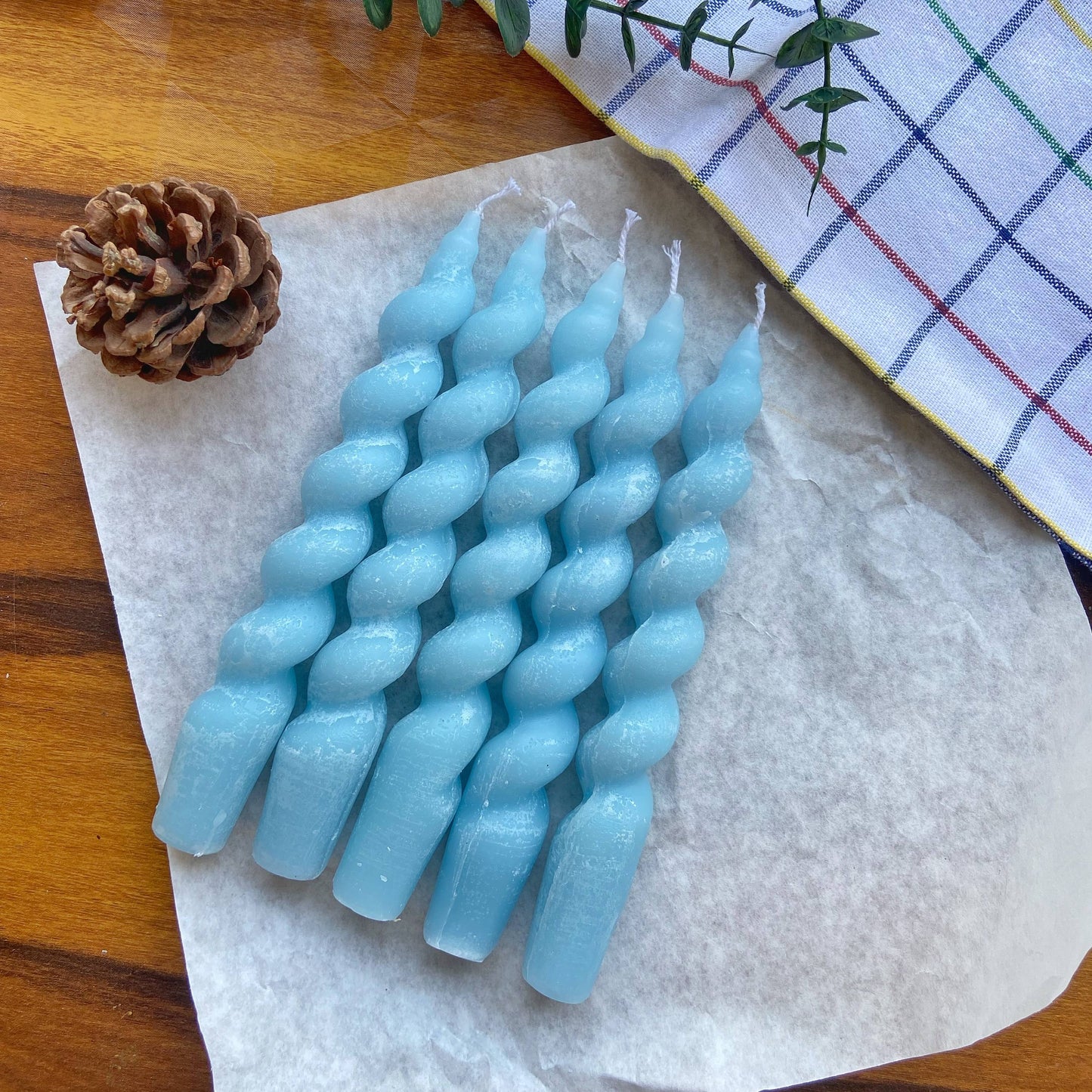 Blue Spiral Taper Soy Candle | Pack of 5