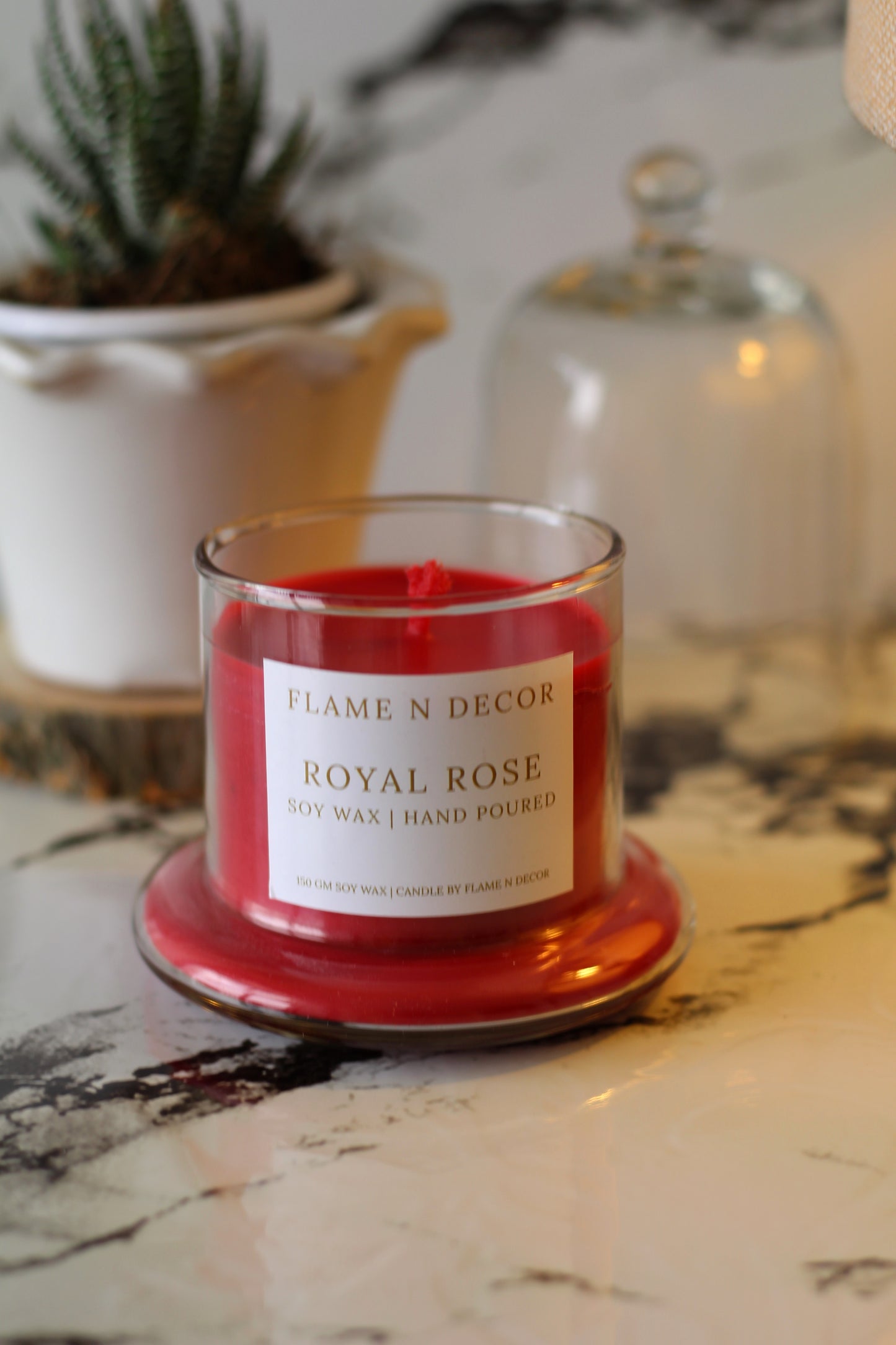 Bell Jar Candle With Glass Dome | Royal Rose Soy Candle