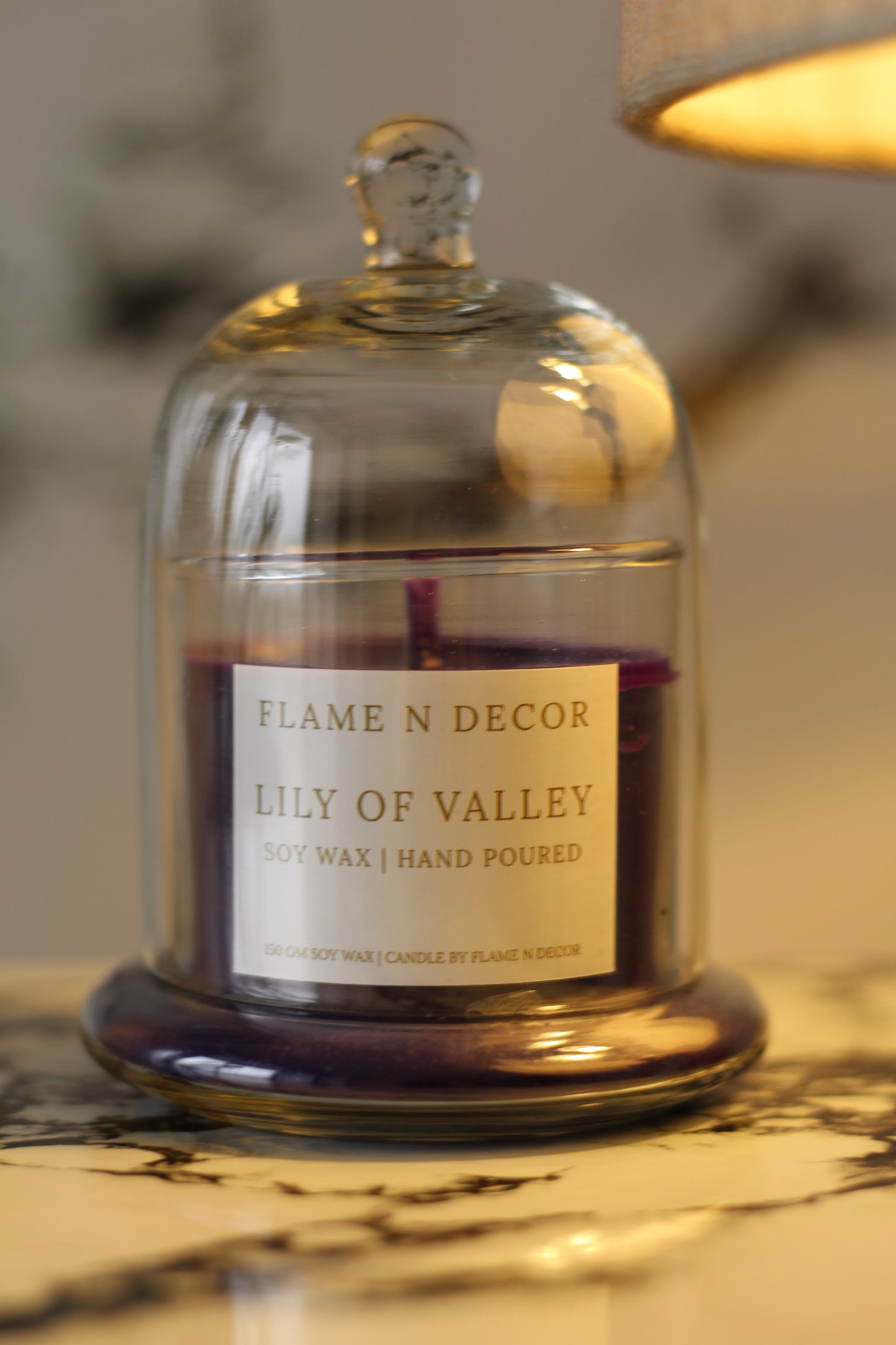 Bell Jar with Glass Dome | Lily of Valley Soy Candle