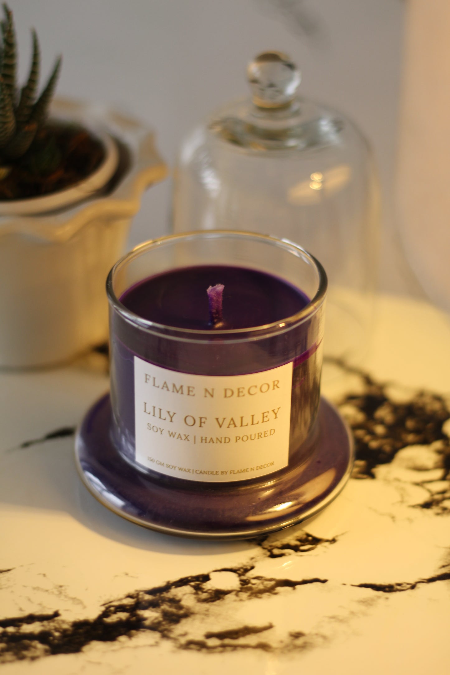 Bell Jar with Glass Dome | Lily of Valley Soy Candle