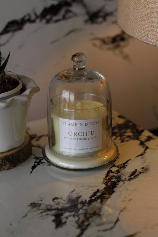 Bell Jar with Glass Dome | Orchid Soy Candle