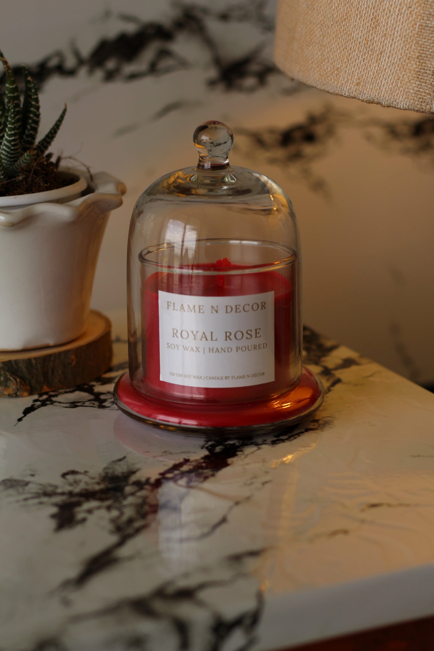 Bell Jar Candle With Glass Dome | Royal Rose Soy Candle
