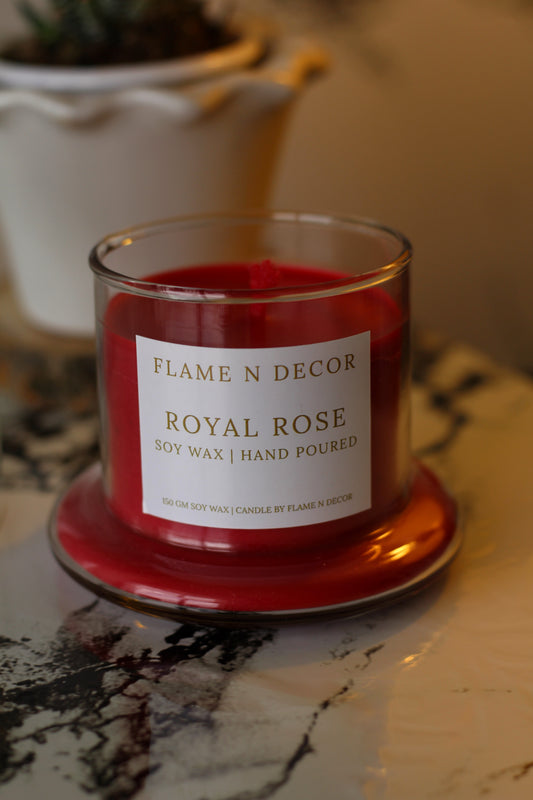 Bell Jar Candle With Glass Dome | Royal Rose Soy Candle
