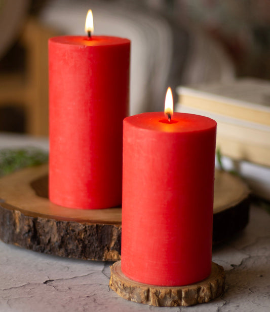 Red Pillar Unscented Soy Candle