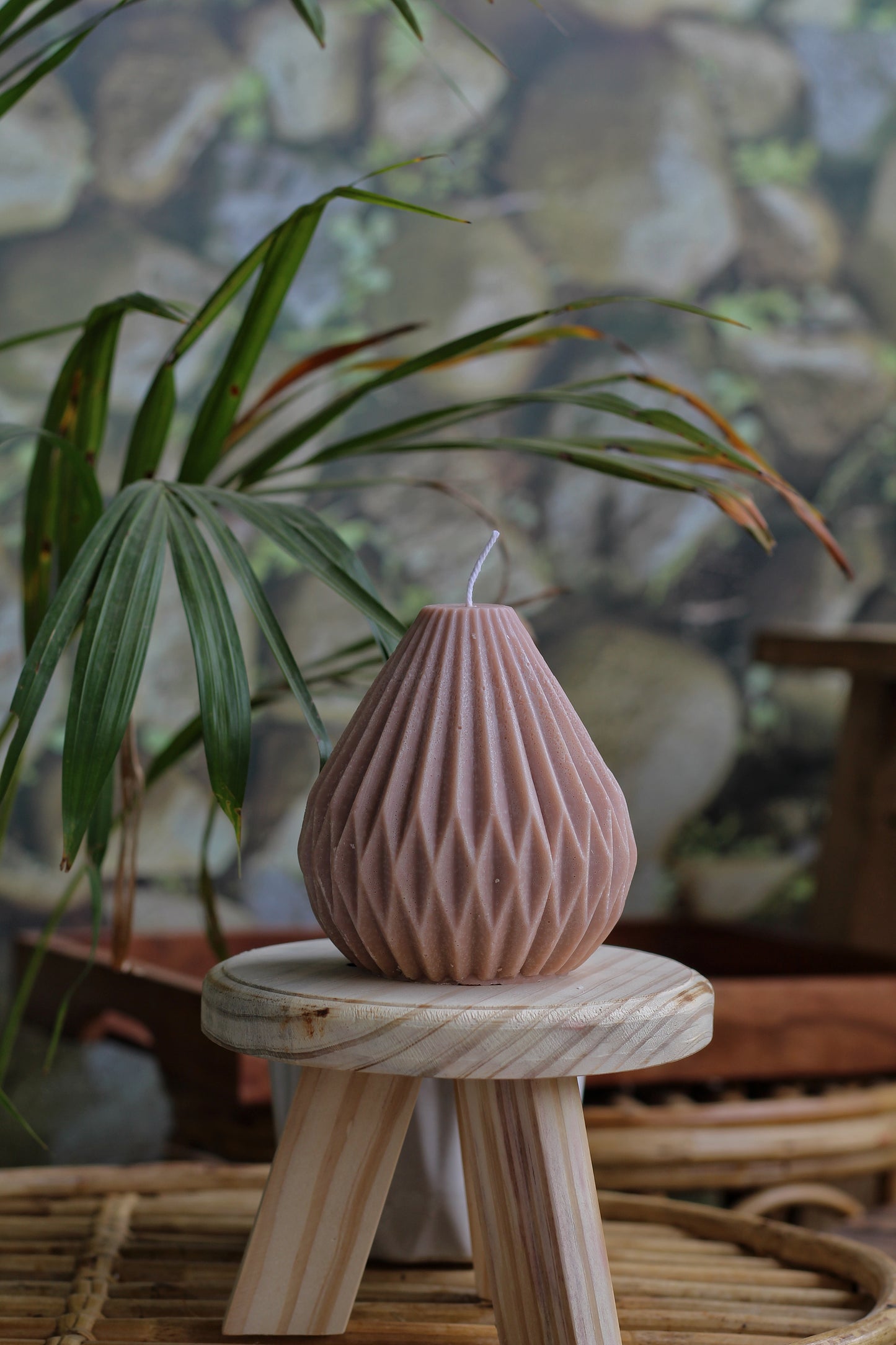 Big Lantern Irregular Shape Soy Candle -Ligh Brown