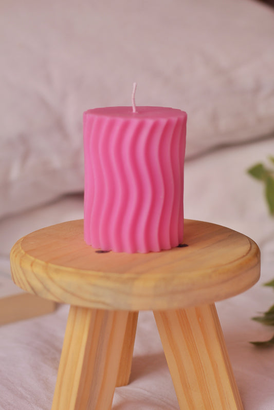 Pink Irregular Pillar Soy Candle | Pack of 3