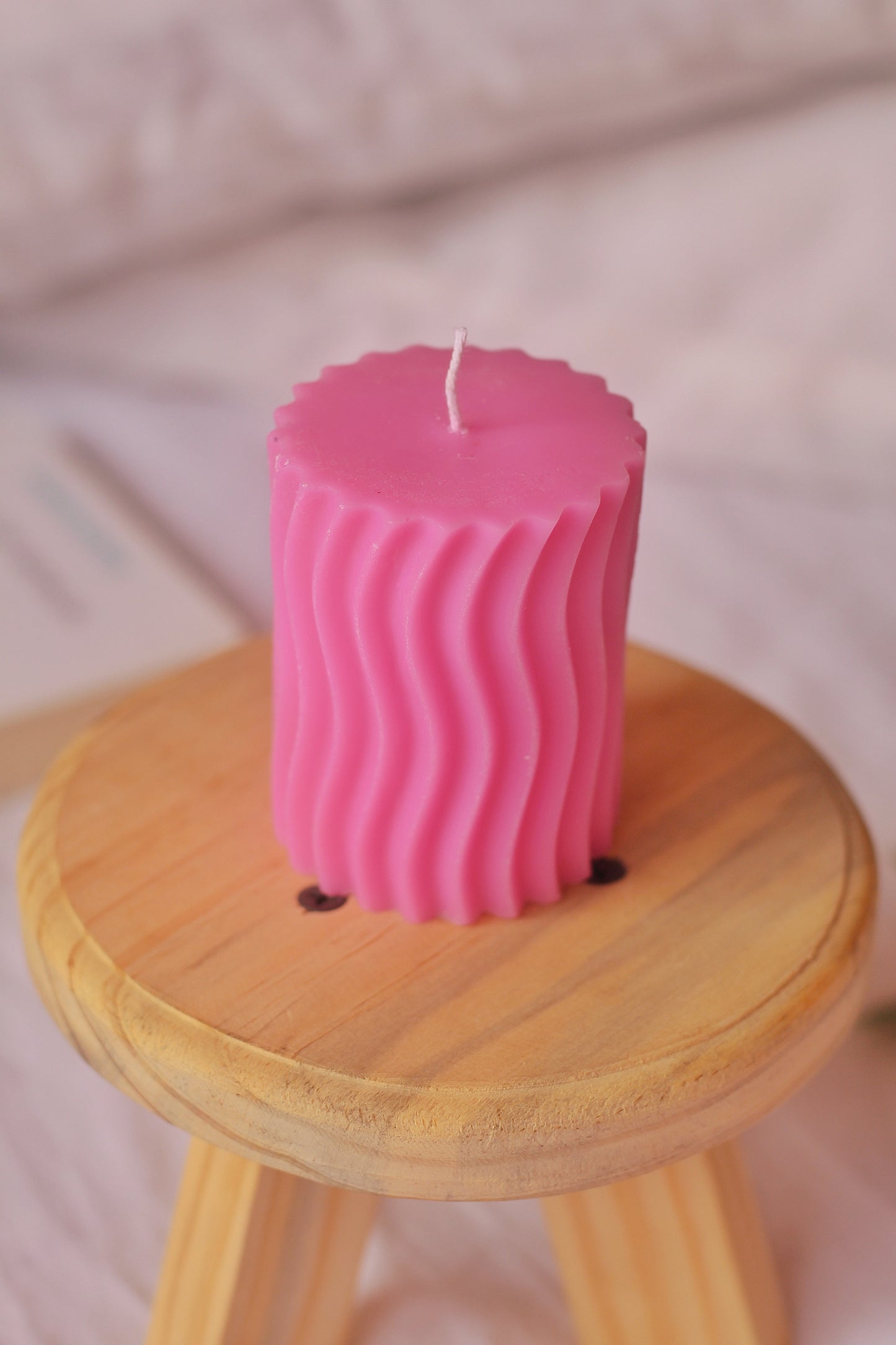 Pink Irregular Pillar Soy Candle | Pack of 3