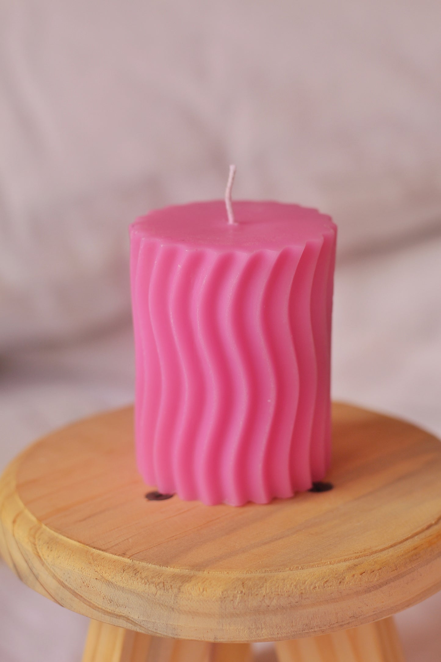 Pink Irregular Pillar Soy Candle | Pack of 3