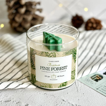 Pine Forest 3 wick Soy Candle with Golden Lid