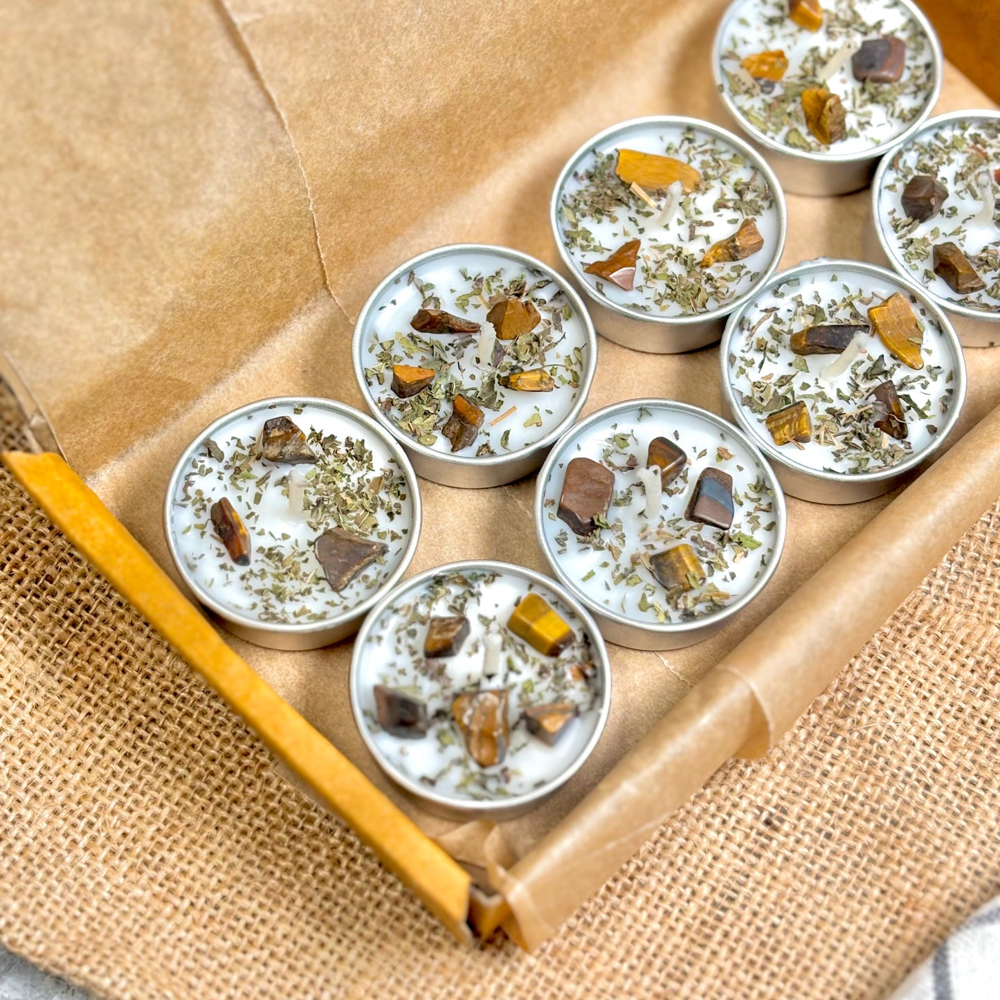 Peppermint & Tiger’s Eye Soy Tealight Candle
