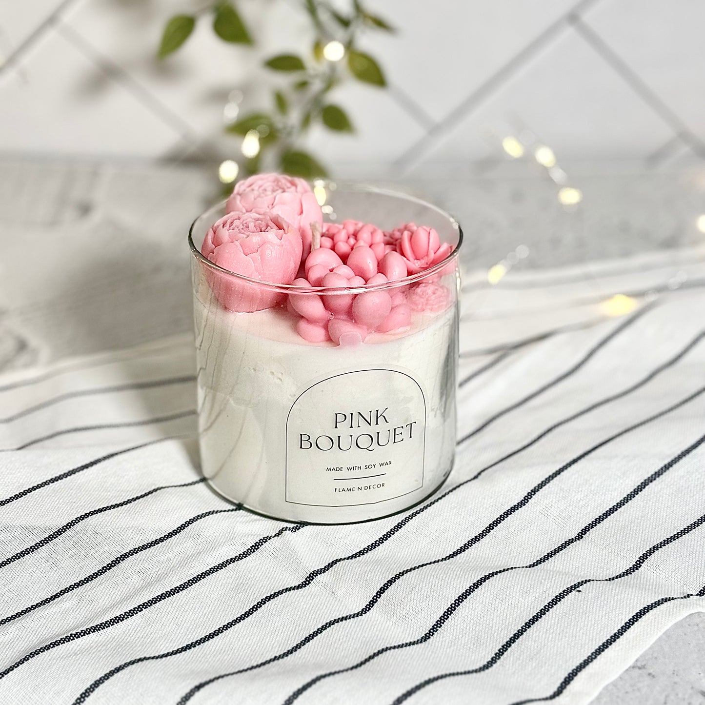 Pink Bouquet Soy Wax Scented Candle