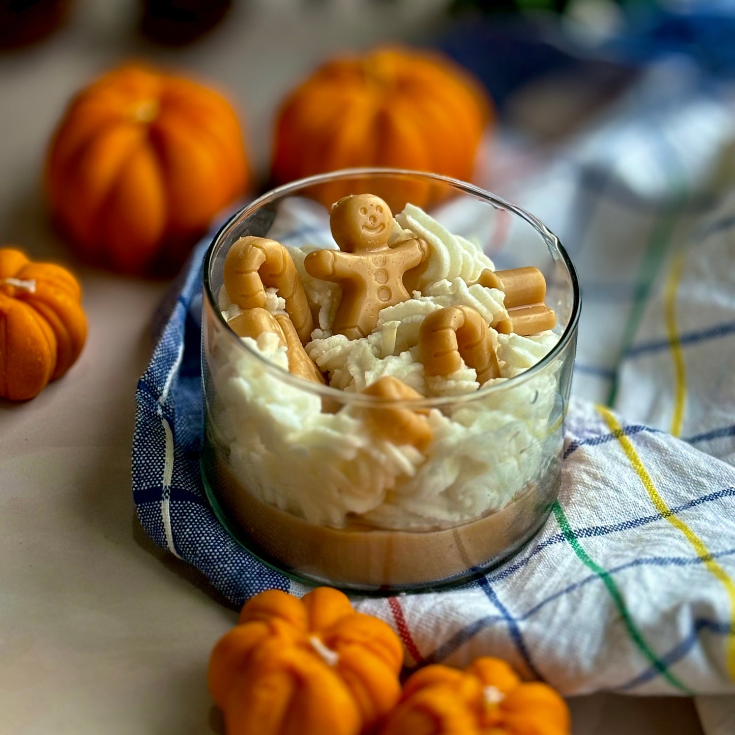 Desert Candle with Whipped Cream,Cookies and Candy Cane