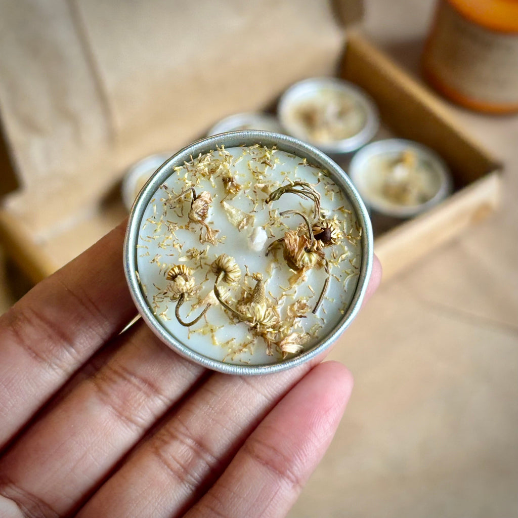 Chamomile Infused Soy Wax Tealight Candles – Unscented