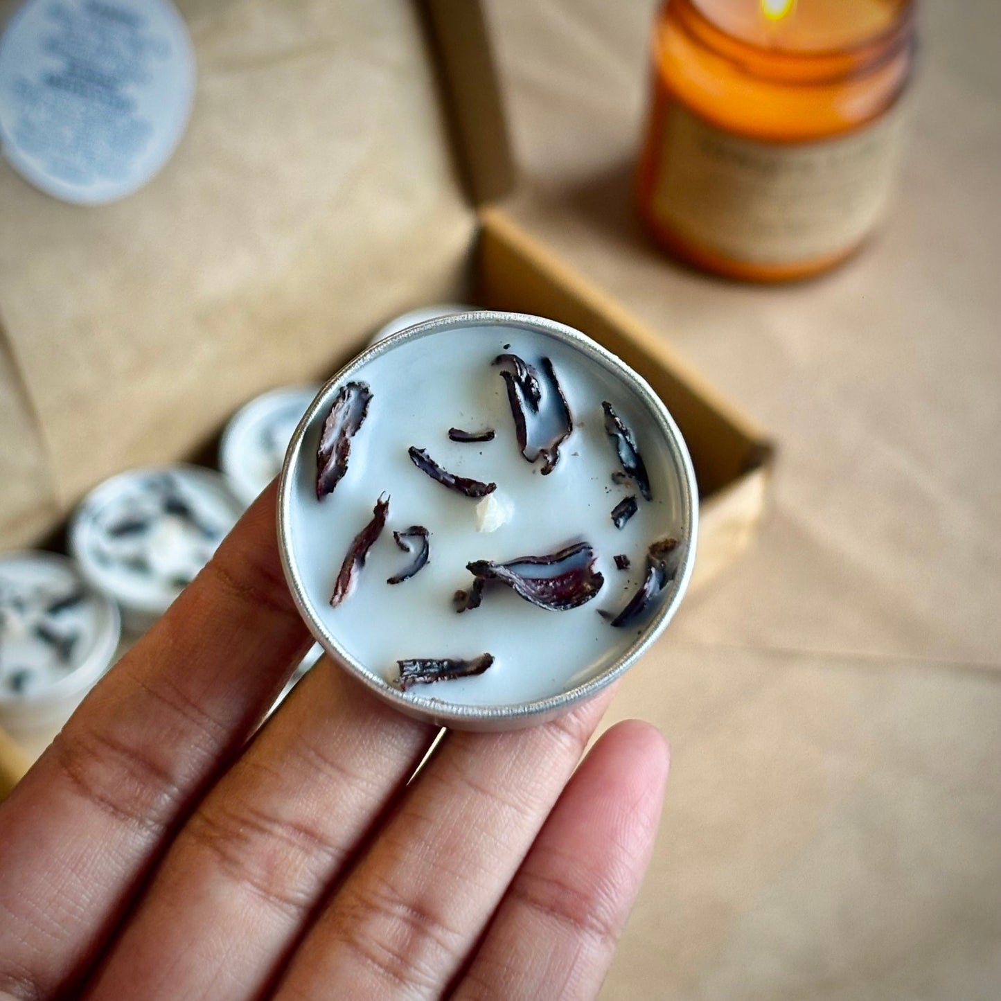 Hibiscus Infused Soy Wax Tealight Candles – Unscented