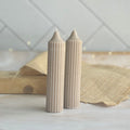 Beige Medium Textured Taper Scented Soy Candle | Pack of 2