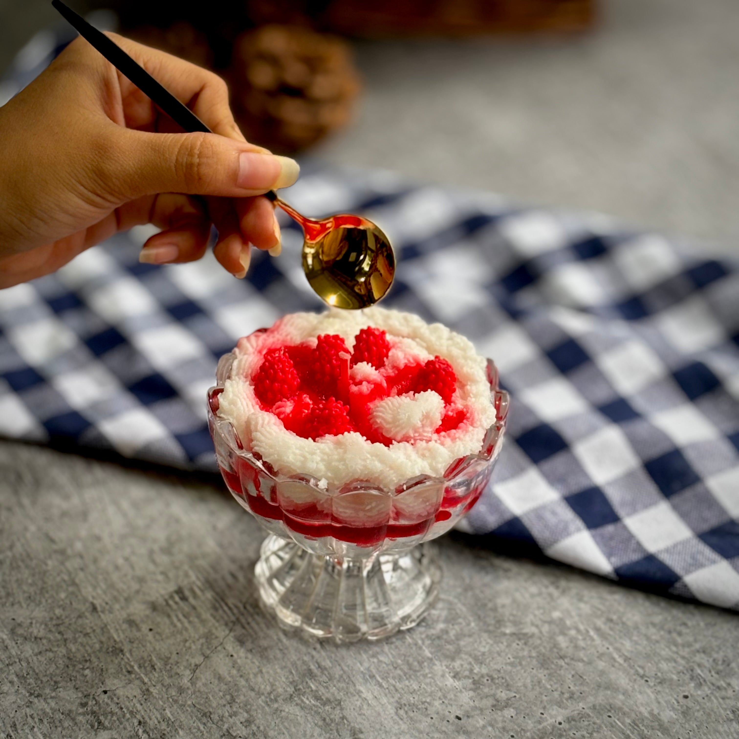 Strawberry Jam with whipped Cream Candle | Dessert Candle