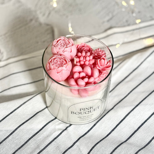 Pink Bouquet Soy Wax Scented Candle