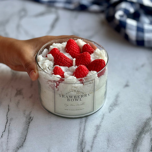 Strawberry Bowl Soy Scented Candle | Desert Candle