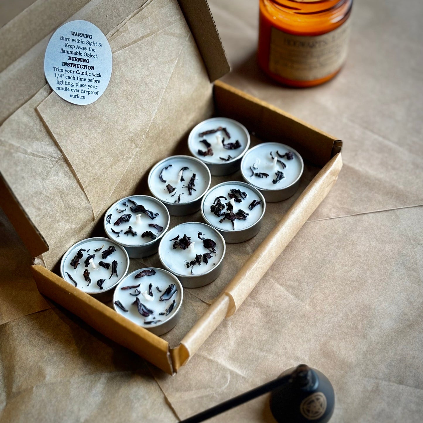 Hibiscus Infused Soy Wax Tealight Candles – Unscented