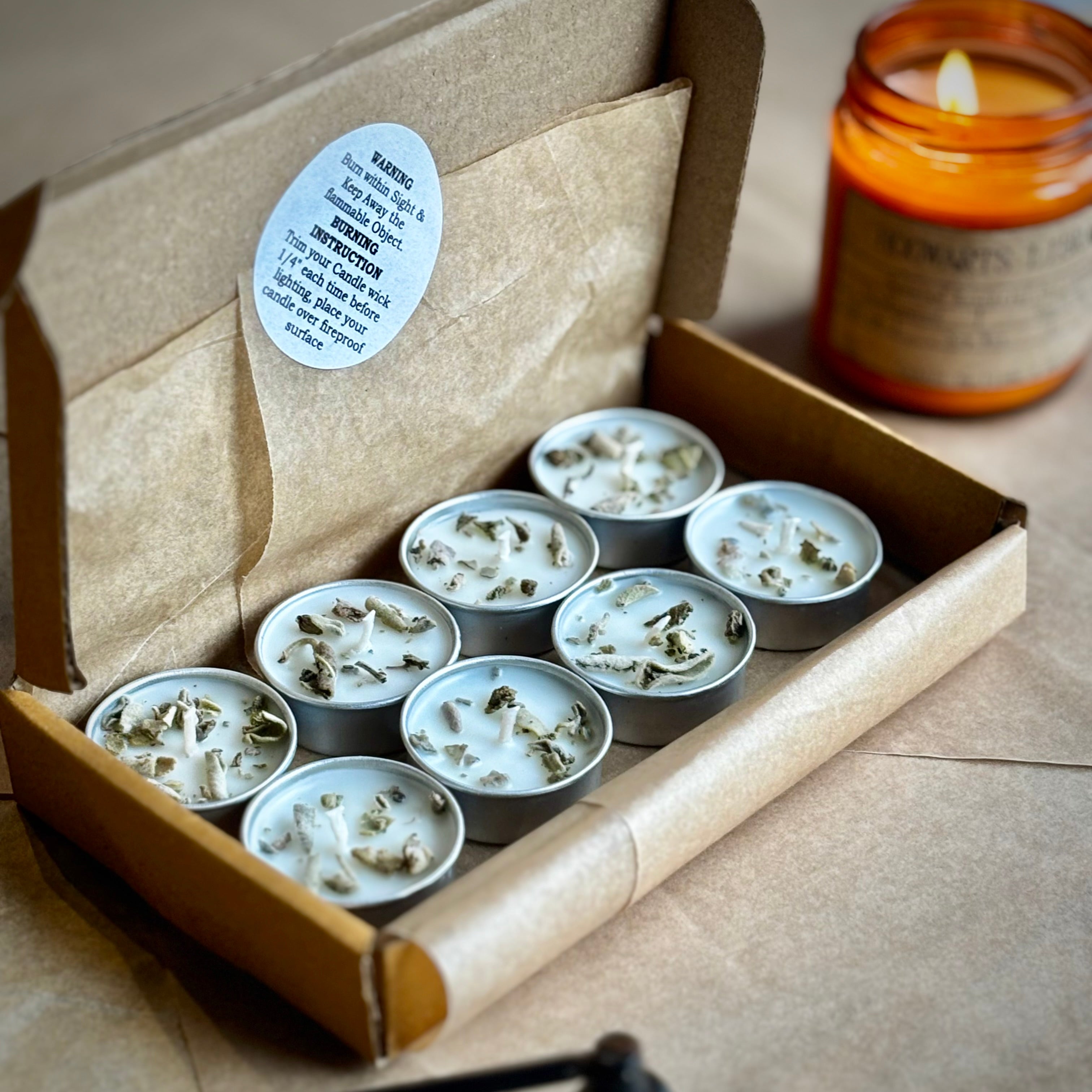 Sage Infused Soy Wax Tealight Candles – Unscented